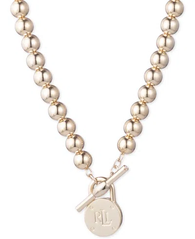 Ralph Lauren Gold-tone Logo Beaded 17" Collar Necklace
