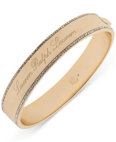 Ralph Lauren Gold-tone Logo Crystal Bangle Bracelet