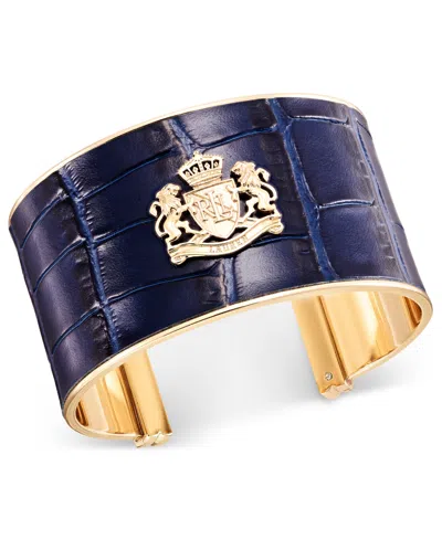 Ralph Lauren Gold Tone Logo Leather Bracelet In Multi