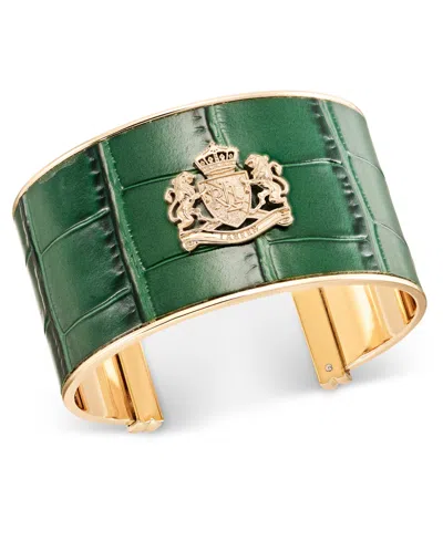 Ralph Lauren Gold Tone Logo Leather Bracelet In Multi