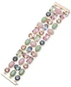 Ralph Lauren Gold-tone Multi Stone Three Row Flex Bracelet In Muti