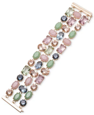 Ralph Lauren Gold-tone Multi Stone Three Row Flex Bracelet In Muti