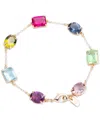 Ralph Lauren Gold-tone Multicolor Stone Flex Bracelet In Misc