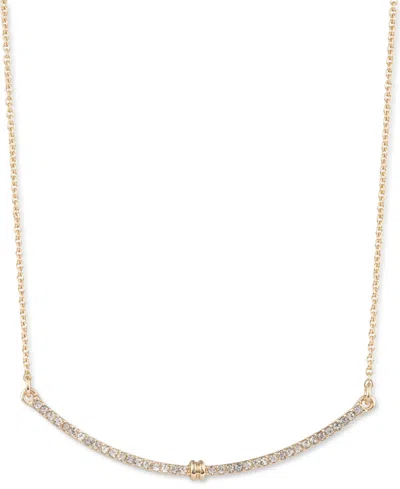 Ralph Lauren Gold-tone Pave Curved Bar Statement Necklace, 16" + 3" Extender In Crystal