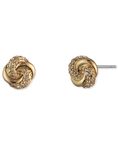 Ralph Lauren Gold-tone Pave Knot Stud Earrings In Crystal