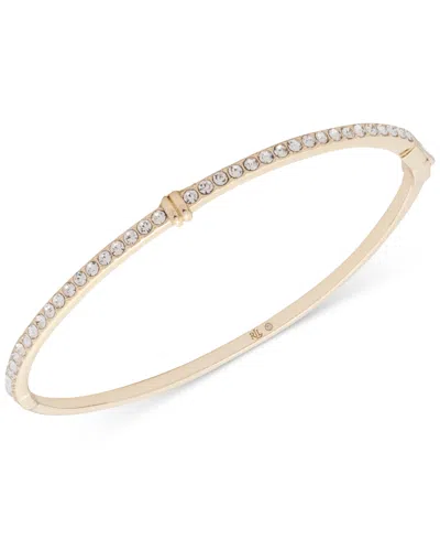 Ralph Lauren Gold-tone Pave Thin Bangle Bracelet In Crystal