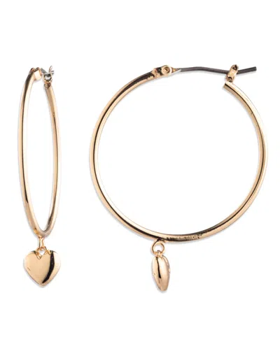 Ralph Lauren Gold-tone Puffy Heart Drop Hoop Earrings