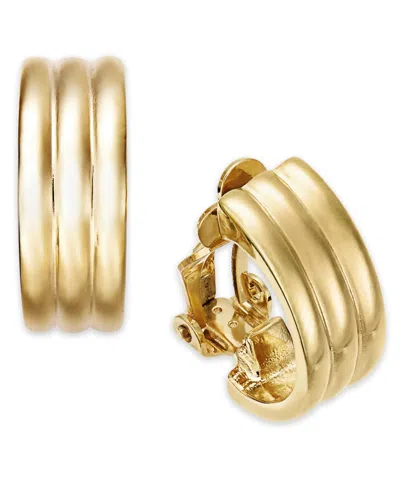 Ralph Lauren Gold-tone Ribbed Hoop Clip-on Earrings