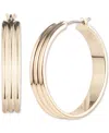 Ralph Lauren Gold-tone Ribbed Medium Hoop Earrings, 1.1" In Gold