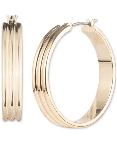 Ralph Lauren Gold-tone Ribbed Medium Hoop Earrings, 1.1"