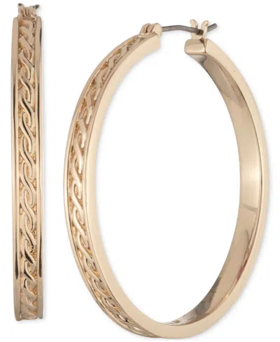 RALPH LAUREN GOLD-TONE ROPE MEDIUM HOOP EARRINGS, 1.62"