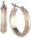 Ralph Lauren Gold-tone Small Triple-row Textured Hoop Earrings, 0.8" In Gold