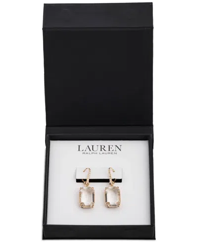 Ralph Lauren Gold-tone Stone & Crystal Leverback Drop Earrings In Crystal Wh