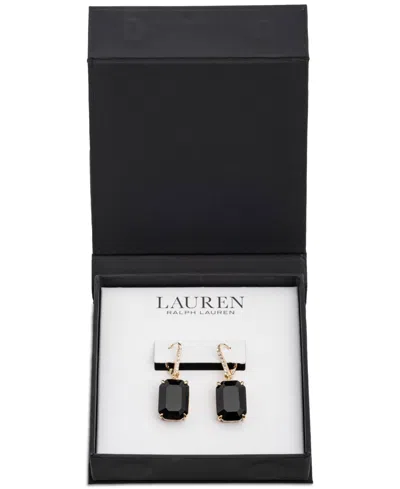 Ralph Lauren Gold-tone Stone & Crystal Leverback Drop Earrings In Jet
