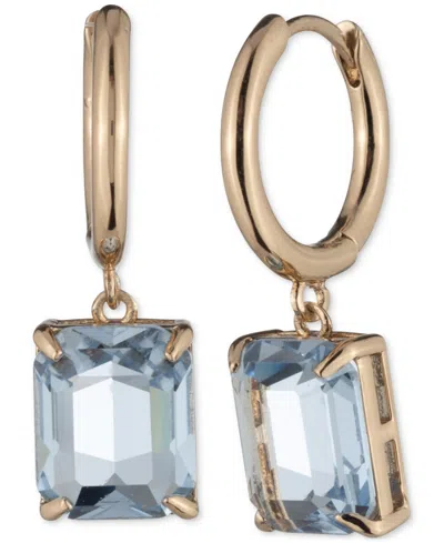 Ralph Lauren Gold-tone Stone Huggie Drop Earrings In Blue