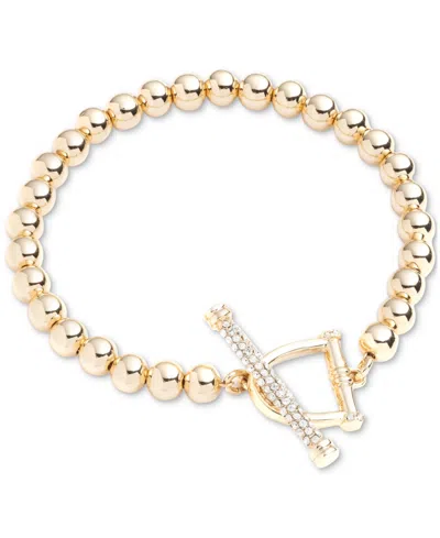 Ralph Lauren Gold-tone Toggle Beaded Flex Bracelet