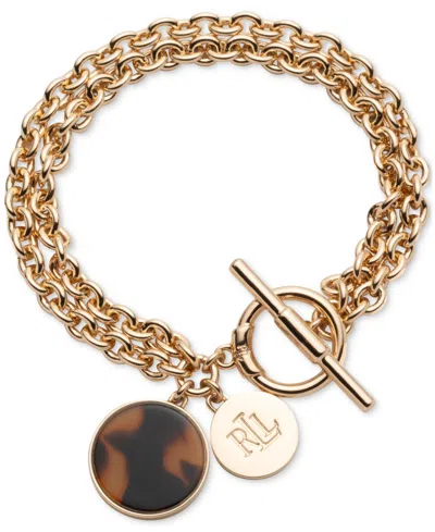 Ralph Lauren Gold-tone Tortoise Logo Flex Bracelet