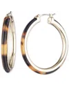 Ralph Lauren Gold-tone Tortoise-look Medium Hoop Earrings, 1.7" In Brown