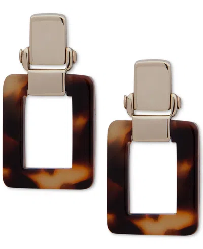 Ralph Lauren Gold-tone Tortoise Shell-look Square Drop Earrings In Brown
