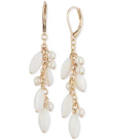 Ralph Lauren Gold-tone White Beaded Linear Earrings