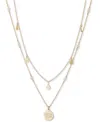 Ralph Lauren Gold-tone White Imitation Pearl & Logo Pendant Two-row Pendant Necklace, 18" + 3" Extender In Black