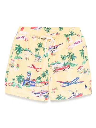 Ralph Lauren Golden Boxer Shorts With Logo In Yellow