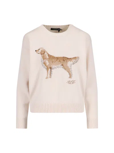Ralph Lauren Golden Retriever Inlaid Jumper In White