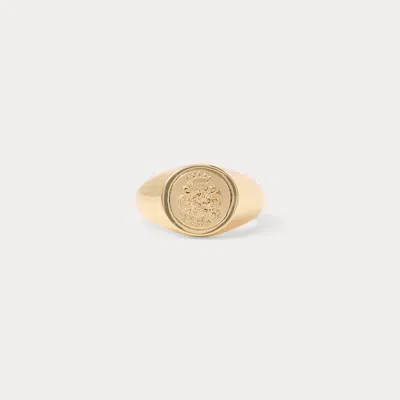 Ralph Lauren Gold-plated Crest Signet Ring In Gold