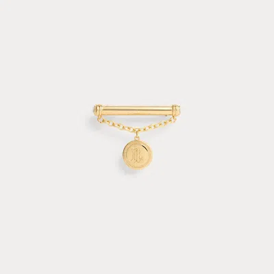 Ralph Lauren Gold-plated Crest-charm Pin In Two Tone