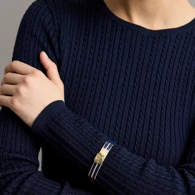 Ralph Lauren Gold-plated Padlock-charm Hinge Bangle In Gold/navy In Neutral
