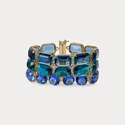 Ralph Lauren Gold-plated Stone Multistrand Bracelet In Gold/blue