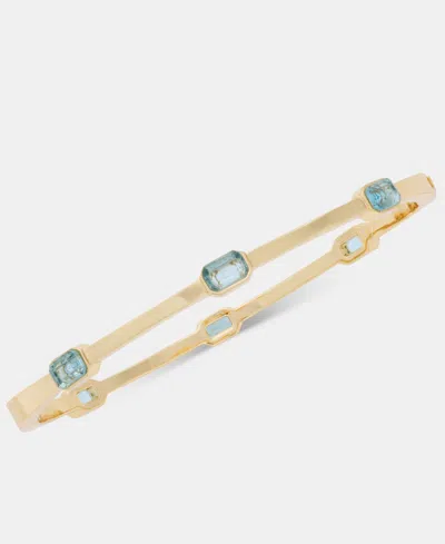 Ralph Lauren Gold-tone Aqua Stone Bangle Bracelet In Blue