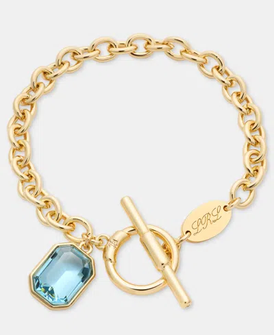 Ralph Lauren Gold-tone Aqua Stone Flex Bracelet In Blue
