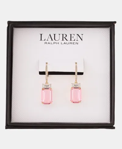 Ralph Lauren Gold-tone Boxed Blue Stone Drop Earrings In Pink