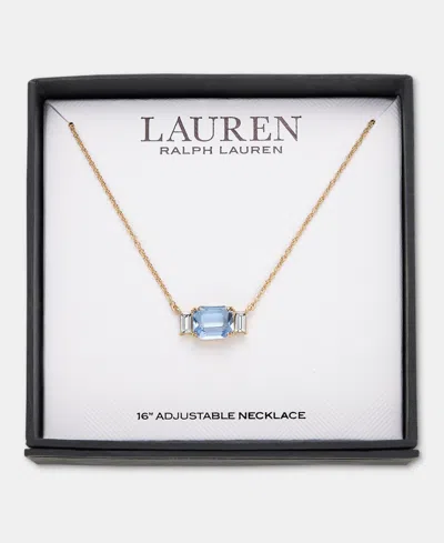 Ralph Lauren Gold-tone Boxed Blue Stone Pendant Necklace