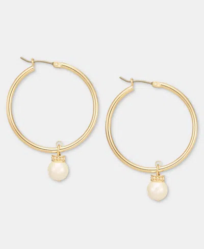 Ralph Lauren Gold-tone Glass Pearl Drop Hoop Earrings