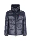 Ralph Lauren Hooded Quilted Bomber Jacket Zip Pockets In Blue