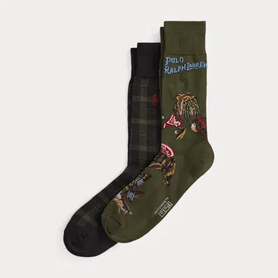 Ralph Lauren Graphic Cotton-blend Trouser Sock 2-pack In Multi