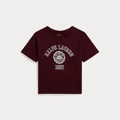 Ralph Lauren Kids' Graphic Cotton Jersey Boxy Tee In Rich Ruby