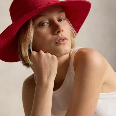 Ralph Lauren Graphic Logo Cotton Bucket Hat In Red