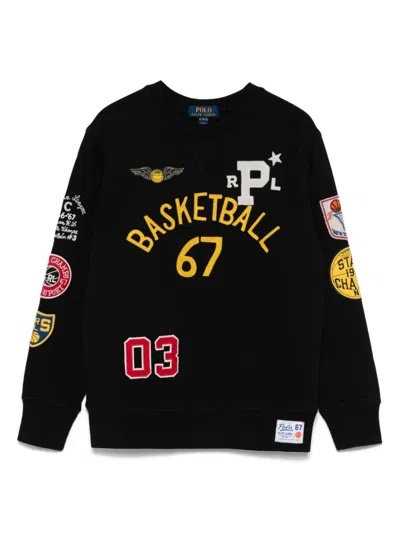 Polo Ralph Lauren Kids' Graphic-patch Fleece Sweatshirt In Black