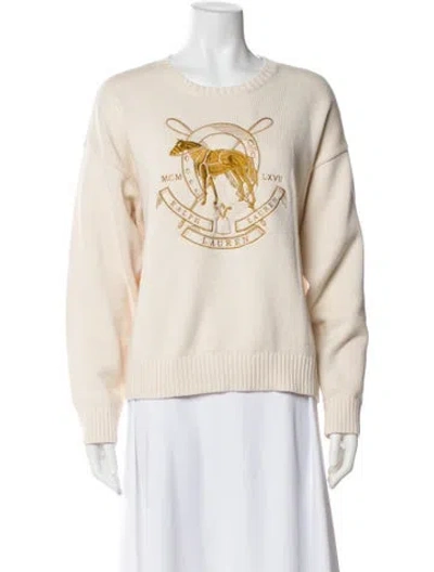 Pre-owned Ralph Lauren Graphic Print Crew Neck Sweater In Neutral
