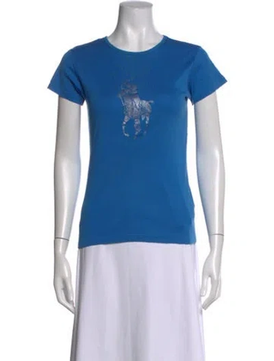 Pre-owned Ralph Lauren Graphic Print Crew Neck T-shirt In Blue