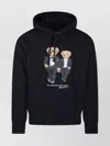 Ralph Lauren Graphic Print Hoodie With Drawstring And Pocket In Black