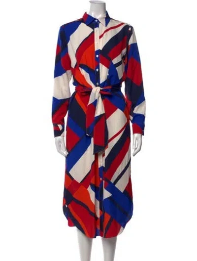 Pre-owned Ralph Lauren Graphic Print Long Dress In Red