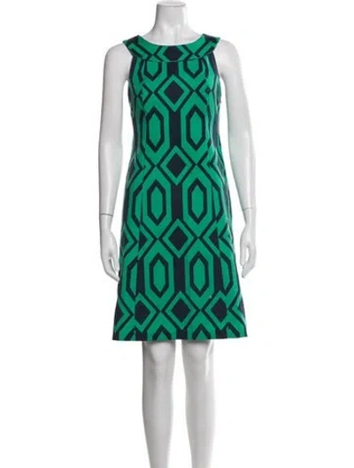 Pre-owned Ralph Lauren Graphic Print Mini Dress In Blue/green