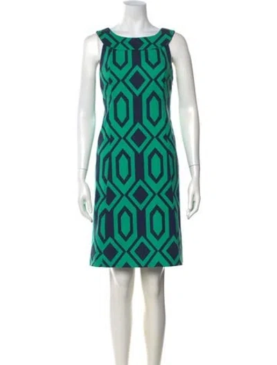 Pre-owned Ralph Lauren Graphic Print Mini Dress In Blue/green