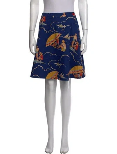 Pre-owned Ralph Lauren Graphic Print Mini Skirt In Blue