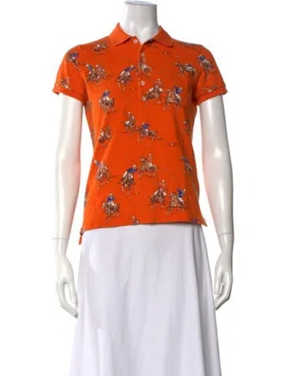 Pre-owned Ralph Lauren Graphic Print Short Sleeve Polo In Orange