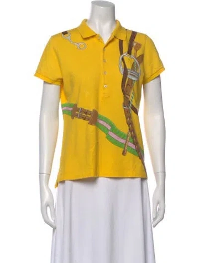 Pre-owned Ralph Lauren Graphic Print Short Sleeve Polo In Yellow